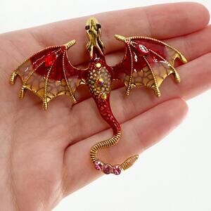 Red Dragon Pin, Dragon Brooch, Dragon Enamel Pins, Dragon Age Pin